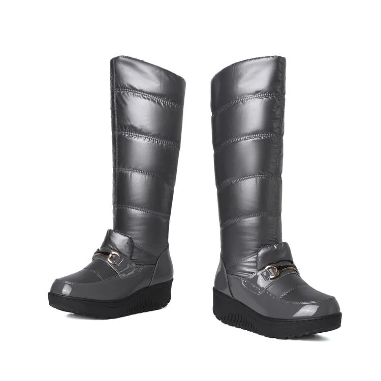 Women's Plush Waterproof Platform Wedge Knee High Snow Boots