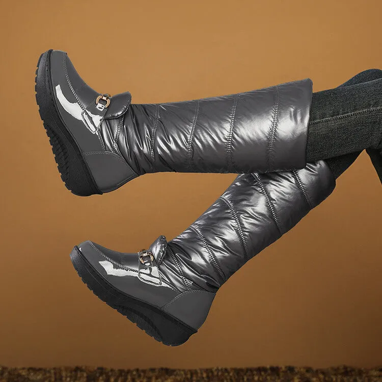 Women's Plush Waterproof Platform Wedge Knee High Snow Boots