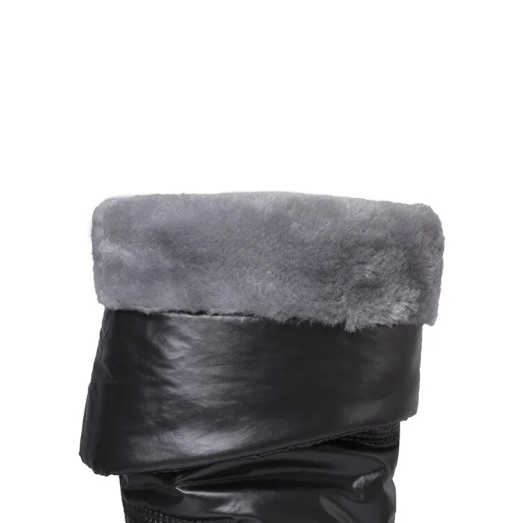 Women's Plush Waterproof Platform Wedge Knee High Snow Boots