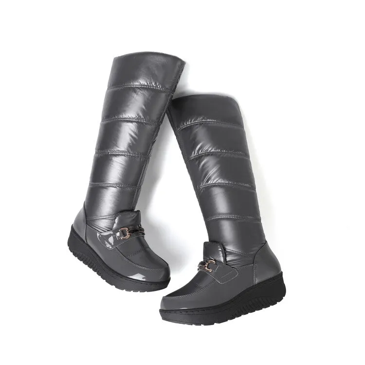 Women's Plush Waterproof Platform Wedge Knee High Snow Boots