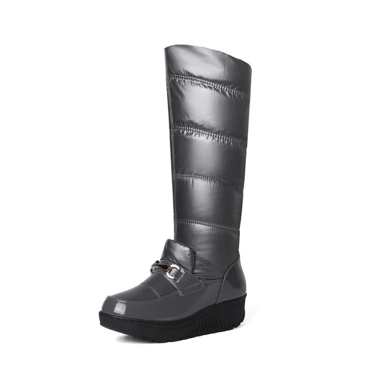 Women's Plush Waterproof Platform Wedge Knee High Snow Boots