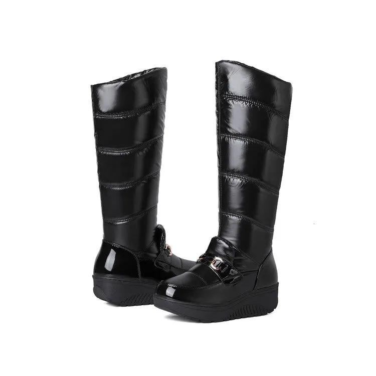 Women's Plush Waterproof Platform Wedge Knee High Snow Boots