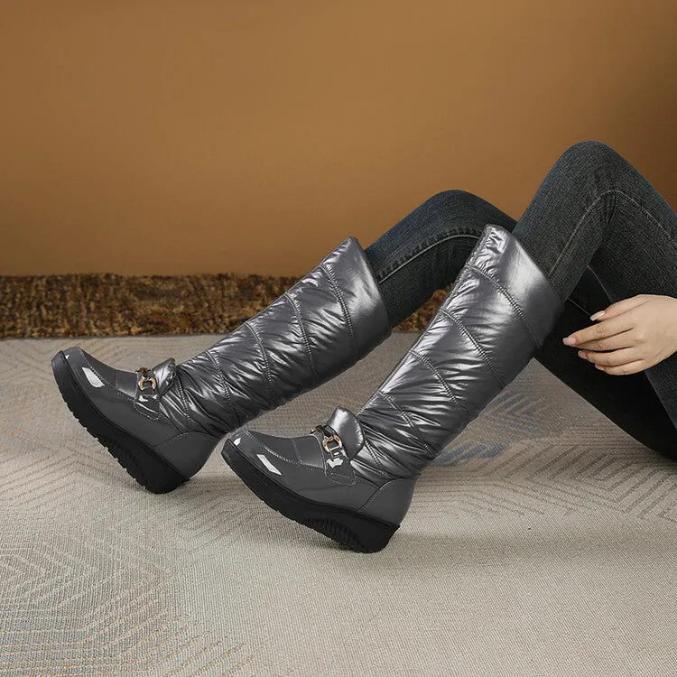 Women's Plush Waterproof Platform Wedge Knee High Snow Boots
