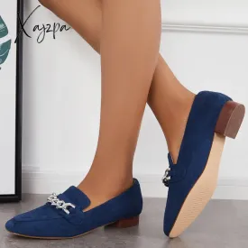 Xajzpa - Women Chain Decor Penny Loafers Casual Comfy Flat Shoes